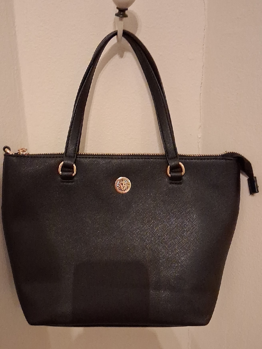 Anne Klein Black Handbag with Gold Accent